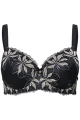 TruYou große Größen BH 85D schwarz TRUYOU Bügel BH Blüten Stickerei Softschalen – Bild 11