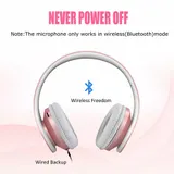 Roségold Bluetooth Kopfhörer Faltbar Over Ear Headset mit Integriertem Mikrofon – Bild 5