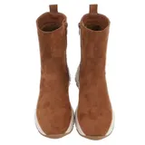 Damen Stiefeletten mit Reißverschluss Ital-Design 5718 in Camel – Bild 4