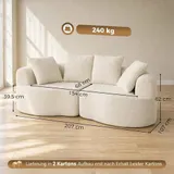 Sofa 3 Sitzer 207 cm Cloud Sofa mit Chenille-Optik, 68 cm Tiefe Sitze, Cremeweiß – Bild 4