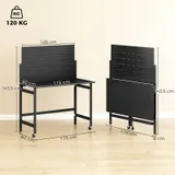 Werkbank mit Lochwand, 115 x 62 x 143,5 cm Klappbare Mobile Werktisch – Bild 4