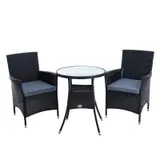 Polyrattan Gartenmöbel Set Gartenset Sitzgruppe Rattan Essgruppe Sessel Schwarz – Bild 4