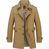 Herren Trenchcoat Lang Mantel Jacke Militär Revers Freizeit Lang Jacken Outwear – Bild 1