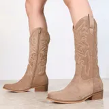 Damen Cowboyboots mit Reißverschluss Ital-Design 1025 in Hellbraun – Bild 6