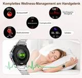Smartwatch Damen Silber Telefonfunktion Fitnessuhr Herzfrequenz IP67 Android iOS – Bild 6
