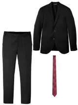 3-tlg Set Anzug: Sakko Hose Krawatte Gr. 48-66 Schwarz Herrenanzug Slim Fit Neu – Bild 1