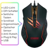 Schwaiger USB Gaming Maus RGB LED Beleuchtet Gamer Mouse 6 Tasten dpi-Schalter – Bild 5