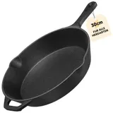 Gusseisen Pfanne Induktion Ø 16-30cm Eingebrannt Grillpfanne BBQ Bratpfanne Set – Bild 2