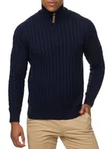 Indicode Herren Strickpullover INHector-Pullover Pulli Stehkragen Reißverschluss – Bild 2