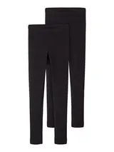 NAME IT 2er Pack Doppelpack Legging NKFVivian schwarz Größe 98/104 bis 158/164 – Bild 1