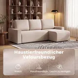Ecksofa mit Schlaffunktion L-Form 3-Sitzer Sofa mit Umkehrbarer Chaiselongue – Bild 8