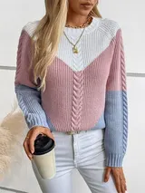 Damen Rund Hals Pullover Pulli Sweater Strickpullover Langarm Oberteile NEW – Bild 1