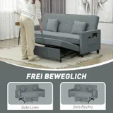 HOMCOM Sofabett, 3-Sitzer-Couch, Schlafsofa mit ausziehbarem Bett, Grau – Bild 6