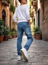 Jungen-Jeans  Denim Jogger-Style-Kinder-Jeans-Stretch-Hose~Gr.8-16~Neu-HA1206k67 – Bild 2