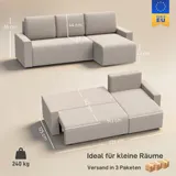 Ecksofa mit Schlaffunktion L-Form 3-Sitzer Sofa mit Umkehrbarer Chaiselongue – Bild 4