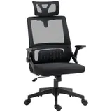 Bürostuhl Ergonomisch, Schreibtischstuhl mit Verstellbar Kopfstütze Mesh Schwarz – Bild 1