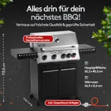 Gasgrill mit Seitenbrenner 4+1 Brenner – Hotzone 17kW Leistung BBQ Grill mit LED – Bild 7