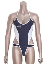DE Damen Badeanzug Body Rückenfrei Bodysuit High Cut Stringbody Bademode Bikini – Bild 2