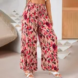 Damen Hosenrock Blumen Weites Bein Palazzohose Sommerhose Lange Hose Haremshose  – Bild 4