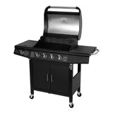 TAINO RED 4+1 Gasgrill BBQ Grillwagen Edelstahl Brenner Seitenkocher Thermometer – Bild 5