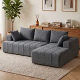 HOMCOM Ecksofa L-Form 256cm Boneless Sofa mit Schlaffunktion Chenille-Optik Grau – Bild 1