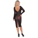 Langarm Kleid lang S-XL Durchsichtig schwarz Mesh 2 Ketten sexy Dessous "Kristie – Bild 2