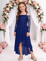 Mädchen Festlich Kleid für Prinzessin Spitze Kleider Hochzeit Blumenmädchenkleid – Bild 8
