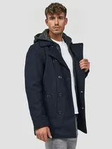 Indicode Herren Kurzmantel Cliff-Herrenmantel Wollmantel Coat Mantel Kapuze – Bild 2