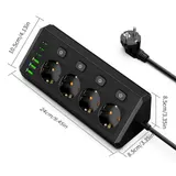 Steckdosenleiste 4-Fach 3 USB 3 Typ-C Mehrfachsteckdose mit Stecker und Schalter – Bild 17