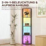 HOMCOM LED Stehlampe 5-stufige dimmbar Stehleuchte mit Regal, RGB Farbwechsel – Bild 6