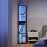 HOMCOM LED Stehlampe 5-stufige dimmbar Stehleuchte mit Regal, RGB Farbwechsel – Bild 9