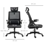 Bürostuhl Ergonomisch, Schreibtischstuhl mit Verstellbar Kopfstütze Mesh Schwarz – Bild 4