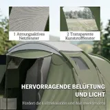 Campingzelt für 3-4 Personen wasserdicht Familienzelt mit Schlafkabine Vorraum – Bild 8