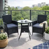 Polyrattan Gartenmöbel Set Gartenset Sitzgruppe Rattan Essgruppe Sessel Schwarz – Bild 1