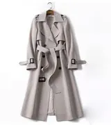 Damen Trenchcoat Cardigan Zweireiher Langer MantelÜbergangs Jacke Damenjacke – Bild 3