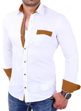 Hemd Herren Slim Fit Business Freizeit Hochzeit Shirt Hemden Langarm RS-7205 – Bild 7