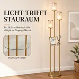 Stehlampe Wohnzimmer mit Regal, Glasschirmen, für Wohnzimmer, Gold – Bild 6