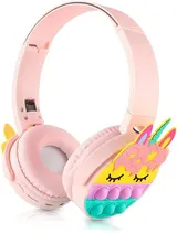 Kinder Faltbare Over Ear Kabellose Bluetooth Kopfhörer, 3D Push Pop Bubble Einhorn – Bild 8
