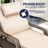 CASARIA® Sonnenliege Gartenliege mit Rollen Polyrattan Wetterfest Relaxliege – Bild 7