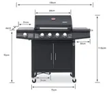 TAINO RED 4+1 Gasgrill BBQ Grillwagen Edelstahl Brenner Seitenkocher Thermometer – Bild 12
