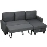 HOMCOM Ecksofa mit Schlaffunktion L-Form 3-Sitzer Sofa und Bettkasten – Bild 3