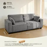 HOMCOM 3-Sitzer Sofa, 217 cm Couch mit Breiten Armlehnen, 2 Kissen, Cord-Optik – Bild 4