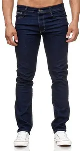 Herren Jeans Hose Regular Fit Dunkelblau Gerades Bein Stonewashed 2021 – Bild 1