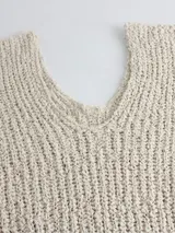 Damen Pullover Grobstrick Oversize Over Shoulder Pulli V-Ausschnitt WinterHerbst – Bild 3