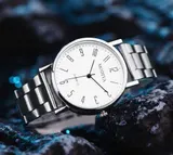 Unisex Edelstahl Analog Armband Uhr mit Weiß oder Schwarz Zifferblatt NEU – Bild 5