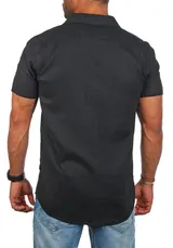 Carisma Herren Leinen Baumwoll Mix Casual Hemd kurzarm regular fit uni 9212 – Bild 4