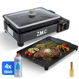 ZMC 2in1 Gasgrill Tischgrill Campingkocher 2,2kW mit 4x Gas + Adapter mit Pfanne – Bild 1