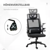 Bürostuhl Ergonomisch, Schreibtischstuhl mit Verstellbar Kopfstütze Mesh Schwarz – Bild 5