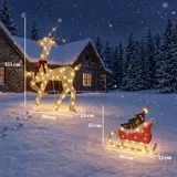 Outsunny LED Rentier mit Schlitten 125 cm Weihnachtsdeko mit 95 Lichtern – Bild 4