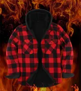 Herren Holzfäller Hemd Kariert Winter Hemd Jacke gefüttert Hoodie Arbeitsjacke – Bild 3